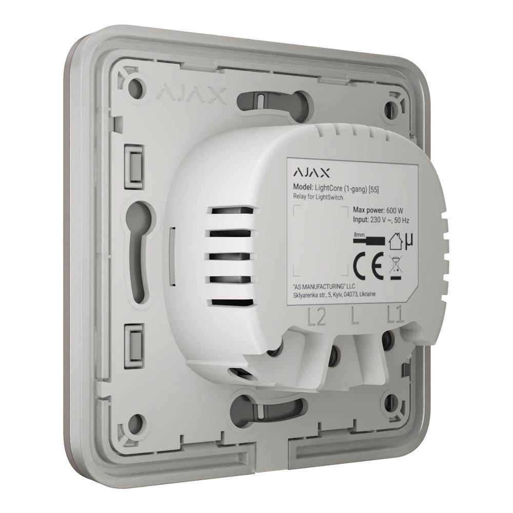 Умный одноклавишный выключатель Ajax LightSwitch (1-gang) Серый (Grey) - Фото 4